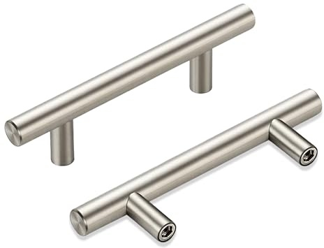 MSC 20 Pack Silver Kitchen Cupboard Handles - 128mm Hole Centers Kitchen Door Handles for Wardrobe & Drawer, Stainless Steel T-Bar Silver Cabinet Pulls with Screws
