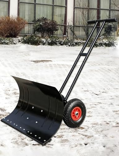 Schneeschaufel mit Rädern und verstellbarem Griff für schnelle Schneeräumung auf Gehwegen und Einfahrten