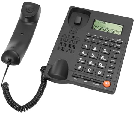 Zunate Fast Telefon för Seniorer, Stor Sladdtelefon med Nummerpresentation och Display, 16 Ringsignaler, Justerbar Volym, DND-läge, för Hemmakontorhotell (Svart)