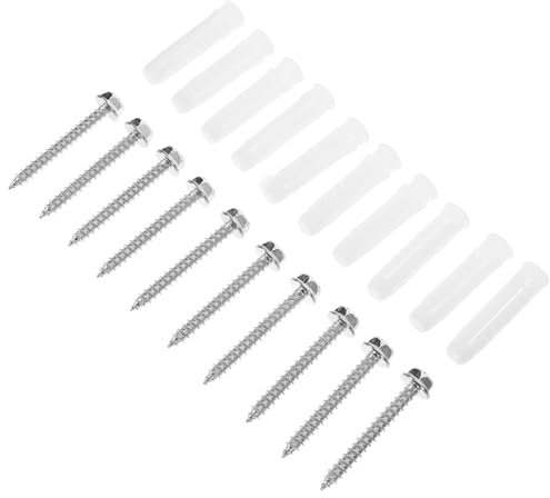 Genérico Kit de 10 Juegos de Accesorios para Montaje de TV Anclajes de Pared de Hormigón y Tornillos de Anclaje para Paneles de Yeso, Plástico de 10 Mm y Tornillos de 6 Mm, Soporte Estable