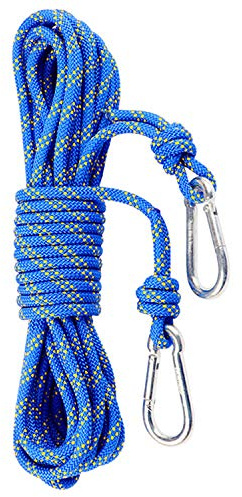 GXNRHG Outdoor Washing Clothes Line Rope,Multipurpose Clothes Line with 2 Steel Hook Clips,Laundry Garden Clotheslines Camping Drying Hanging Clothes，6mm,Blue-15m