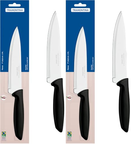 Tramontina Cuchillo Chef en Acero Inoxidable y Mango de Polipropileno Plenus 18 cm (Paquete de 2)