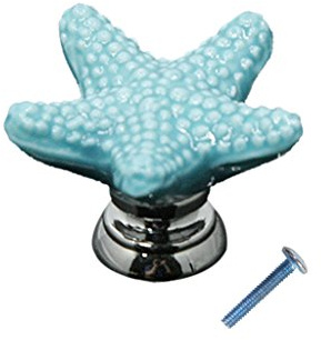 Pomello della porta Maniglie dell'armadio Manopola Cassetto Maniglia Mobili Stelle di Mare Decorazione - Blu
