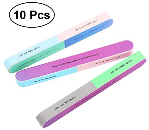 FRCOLOR 6-Wege Nagelfeile Und Polierbuffer Aus Schwamm Mehrseitig Mit Beschrifteten Seiten Für Naturnägel Und Künstliche Nägel Waschbar Und Tragbar 10 Stück Für Salon Und Zuhause