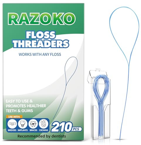 RAZOKO Floss Threaders | Dental Floss Threaders for Braces, Bridges, and Implants |210PCS (Pack of 3)