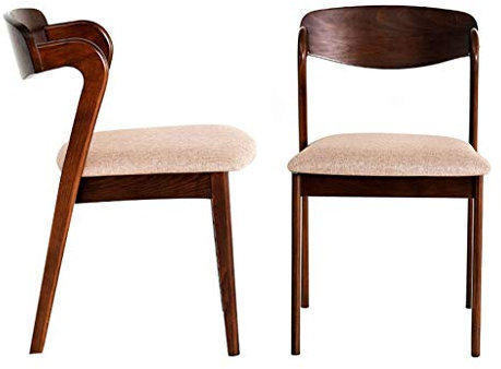 Conjunto De 2 Sillas De Comedor De Tela Sillas Acolchadas De Ocio con Patas De Madera Maciza De Madera De Nogal para Cocina Comedor Sala De Estar Silla Lateral