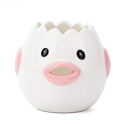 Egg Separator,Cute Cartoon Chicken Egg Style Ceramic Egg Yolk Egg White Separator,Egg Separator Novelty, Cute for Kitchen, Egg White Filter for Kitchen Baking Tools Flip Cooker Fun (Pink)