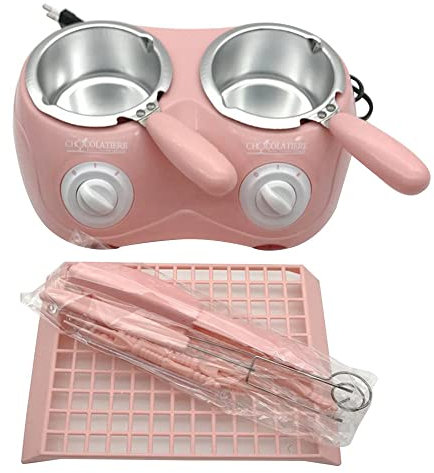 Double Furnace Chocolate Melting Furnace Heating Melting Pot Temperature Heating Melting Machine Dissolving Melting Pot,Pink