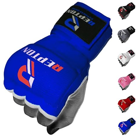 Boxing Hand Wraps Quick 100cm Long Wrist Straps Inner Gloves Boxing for Hand Protection Elasticated, Padded Fist for MMA Martial Arts Combat Gloves for Men Women and Kids (Blue, S/M)