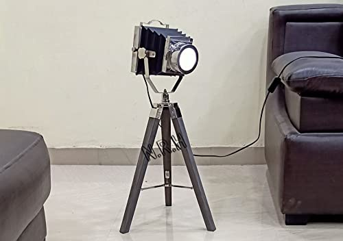 Nautical Replica Hub Industrial Tripod Table Lamp Vintage Wood Camera Cinema Searchlight Standing Lighting Fixtures Spotlight Desktop Decorations