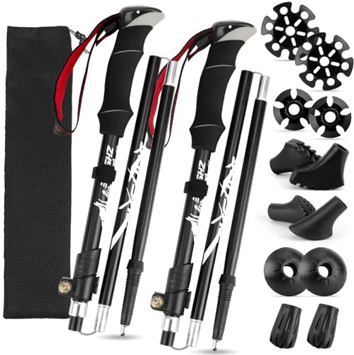 BlueFire Nordic Walking Poles, 2 Pack Walking Poles for Hiking Camping Mountaining Backpacking, Antishock Walking Sticks for Women and Men with Cork Grip and Padded Strap