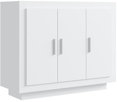 vidaXL Aparador Armario Auxiliar Alacena Mesa Consola Entrada Pasillo Vestíbulo Recibidor Mueble de Madera Contrachapada Blanco 92x35x75 cm