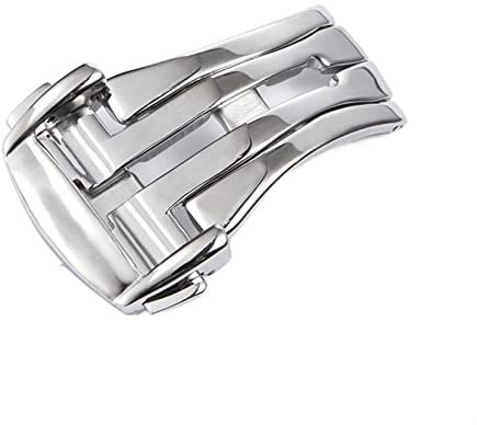 AEMALL Faltschließe für Omega Uhrenarmbänder Faltschließe Gürtel Logon 16 mm 18 mm 20 mm Lederarmband Zubehör Silber Gold Rose (Farbe: Silber, Größe: 16 mm)