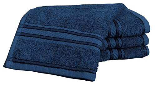 Bentley Priory Linens Supreme Face Flannels for Bathroom 500GSM Super Soft Combed Cotton Pack of 4 Absorbent and Quick Dry Face Cloth Flannel Towels Set 30 x 30cm (NAVY BLUE)