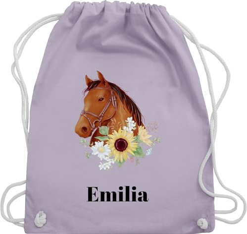 Turnbeutel Rucksack - Pferd - Pferde Mädchen Geschenk I Pferdekopf - Unisize - Pastell Lila - beutel pferderucksäcke pferden stoffbeutel tasche pferderucksack pferdemotiv sportbeutel kindergarten