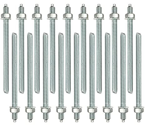 Isolbau Lot de 20 barres d'ancrage M20 x 300 mm - Homologation ETA - Ancrage composite galvanisé avec écrou et rondelle d'ancrage pour charges lourdes