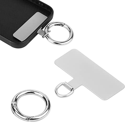 LUTER Telefon Halteband Patch, Silver Iron Handy Lanyard Pads mit 1 Metallfederring Robust Tragbar Handy Lanyard Patch für Handy Ersatzteil