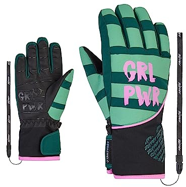 Ziener Mädchen LIWA Ski-Handschuhe/Wintersport | wasserdicht, Primaloft, modisch, deep Green, 5