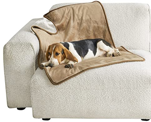 LE SURE Hundedecke Wasserdicht，80x100cm wasserdichte Decke Sofa,Kamel | Hundedecke für unterwegs, mittelgroße Hunde Decke Fleece waschbar, Katzendecke flauschig und weich für Bett, Auto, Outdoor