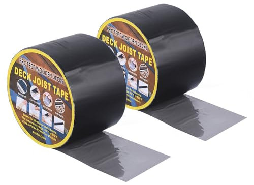 sourcing map 2 Rollen Balkenband für Terrassendielen, 4 x 50' Butyl-Balkenband, Deck-Abdeckband, selbstklebend zum Schutz von Deckbalkenbalken, schwarz