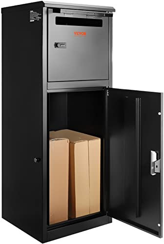 VEVOR Cassetta Postale per Pacco a Pavimento 41,2 x 40,1 x 110,5 cm in Acciaio Zincato con Serratura a Codici Capacità Carico 50kg, Cassetta a Terra per Pacchi Dimensioni max. per Pacco da 32x36x61 cm