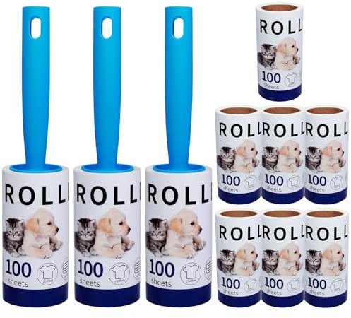 Extra klebrige Fusselrolle Mega Value Set 1000 Blatt, mit 3 Griffen Lint Roller, Fusselroller für Kleidung & Tierhaare.