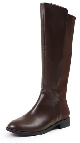 Fashion Thirsty Womens Over The Knee Thigh High Stretch Pull On Low Flat Heel Boots Ladies Stretchy Gusset Riding Winter Outdoors Comfort Extra Wide Calf Boot Shoes