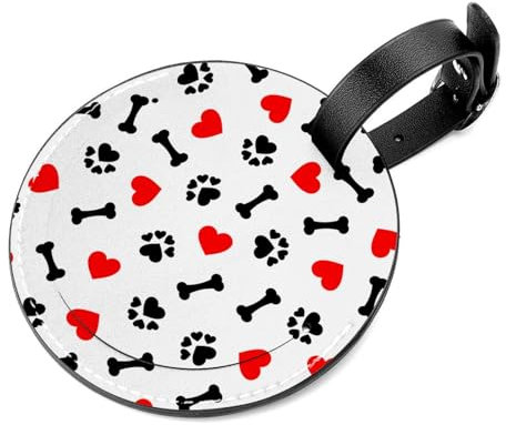 Gepäckanhänger für Koffer, Taschen, Rucksäcke, Gepäck, Handtasche, Schule, Instrument, Etikett, Hundeknochen, Pfote, Herz, 2 Stück