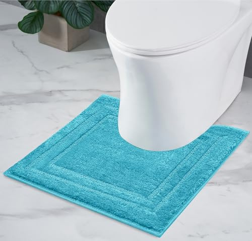 Decomira Non-Slip Bath Mat | Super absorbent and machine washable Bathroom Mat | For bathroom, shower, bathtub or as toilet mat | Turquoise - 45x45 cm - WC mat