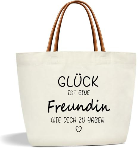 Toozen Baumwolltasche Geschenk für Freundin, Damen Einkaufstasche Tragetasche, Canvas Tote Bag für Frauen, Geschenk Beste Freundin Geburtstag, Weihnachten, Frauentag, Ostern, BFF Geschenke