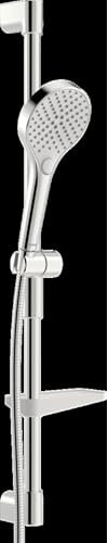 HANSA HANSAVIVA Wandstangengarnitur, Eco, 766mm, mit 3-strahliger Handbrause, inkl. Brauseschlauch, Seifenschale, chrom, 441602100009