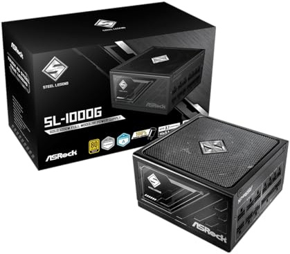 ASRock Steel Legend SL-1000G 1000W 80 Plus Gold & Cybenetics Platinum - Fuente de alimentación Modular Completa ATX3.1 y PCIe5.1 Lista con Cable de Doble Color 12V-2x6