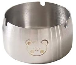 TCDHICY Aschenbecher Edelstahl-Aschenbecher mit Bärenmuster, for drinnen und draußen, tragbarer Aschenbecher for den Schreibtisch, for Zuhause, for Zimmer, Balkone, Gärten usw Desktop-Aschenbecher