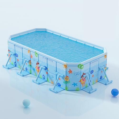 MZQMK Piscina Non Gonfiabile, Piscina Fuori Terra Rettangolare, Piscina da Giardino, PVC Alta Resistenza, per Cortile, Festa Estiva in Acqua, All'aperto Giardino Swimming Pool(210cm/83in)