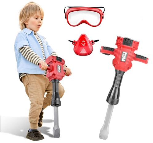 Toy Choi's Kids Jackhammer Toy Drill - Pretend Play Toys Breaker hammer | with Realistic Sound & Action, Battery-Powered up-and-Down Motion of Drills, Toy for Boys Girls Aged 3+ year old