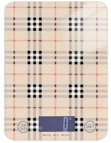 Bilancia per perdita di peso a quadri neri bianchi e beige per alimenti essenziali da cucina 5 kg/5 g, bilancia da 5 kg/5 g con 4 unità per (utente) (utente) pesa para comida