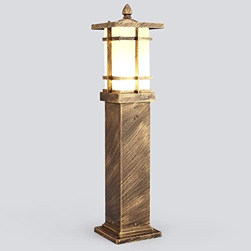 BUNCC Outdoor Square Post Light Fixture, Modern Minimalist Bollard Lamp with Frosted Glass, IP65 Waterproof Die-cast Aluminum Pedestal Light for Driveway, Garden, Pathway, Lawn, Yard Decoration