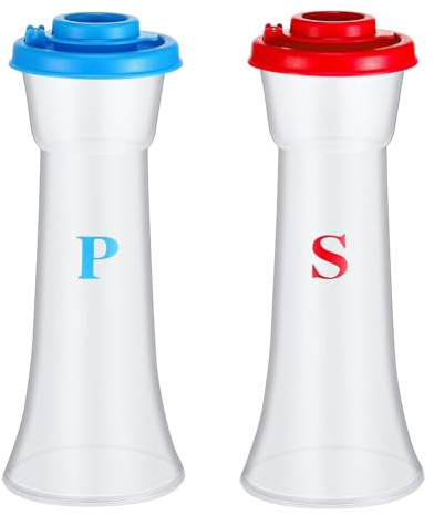 Janasiba Saliera e in plastica con coperchio, grande forma a clessidra, resistente all'umidità, saliera e , confezione da 2