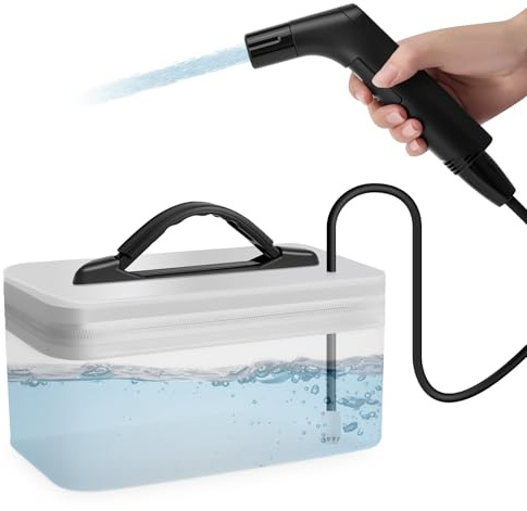 Portable Bidet,Travel Bidet, Electric Rechargeable Handheld Bidet Sprayer for Toilet, Bathroom & Outdoor Hiking, Muslim Shower Spray for Toilet with 2 Gear, 2.3L Water Container, 1.2M Long Water Hose