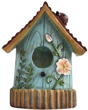 Vogelhäuser draußen - Harzhänge -Nistkasten, Elegante Gartenverzierung | Buntes dekoratives Vogelhaus für Kolibris, Bluebirds, Outdoor -Baumhalterung, langlebige wetterfeste Gartendekoration
