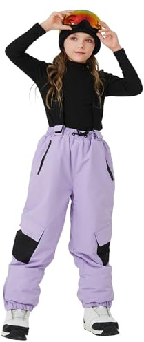 Pantaloni da sci per bambini, caldi e spessi, con tavola e tavola doppia, per ragazzi e ragazze in inverno., Lilla, 12-13 Anni