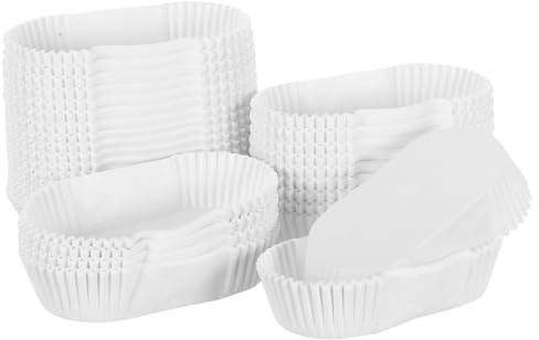 TOVINANNA Caissettes à Cupcakes Ovales en Papier Sulfurisé Blanc Moules à Gâteaux Jetables 10 CM 1000 Pièces Compatibles Four pour Pâtisserie Fête et Cuisson Professionnelle