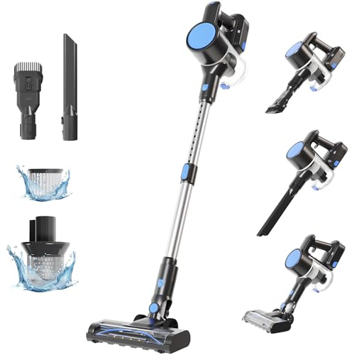 NEWBULIG Cordless Vacuum Cleaner, Lightweight Stick Vacuum for Home with Anti-Tangle and LED Lights, Powerful Rechargeable Wireless Cleaners for Hardwood Floors Carpet Pet Hair
