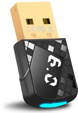 Adattatore Bluetooth 6.0 per PC, USB 6.0 Bluetooth Dongle, ricevitore trasmettitore wireless EDR per laptop, PC, auricolare tastiera mouse stereo, compatibile con Windows 11/10/8.1/7