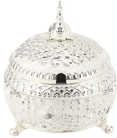 CHICIRIS Zuccheriera Pavone, Elegante Design in Rilievo con Coperchio e Cucchiaio, per Decorare il Tavolo della Cucina e Organizzare Feste (Argento Bianco)