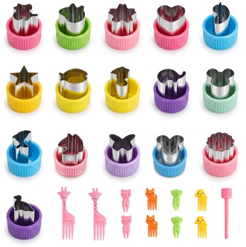 Lot de 27 mini emporte-pièces en acier inoxydable avec poignée de protection, emporte-pièces pour pain et légumes pour enfants, fruits pour sandwich, biscuits DIY