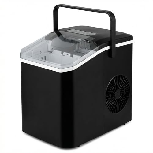 Ice Maker, 14kg/24H Countertop Ice Machine with 2 Bullet Ice Sizes, 6-Min Fast Ice Making, Self-Cleaning, Low Water Alerts, Quiet Operation, Ideal for Home Kitchen Office Bar Camping (Black)