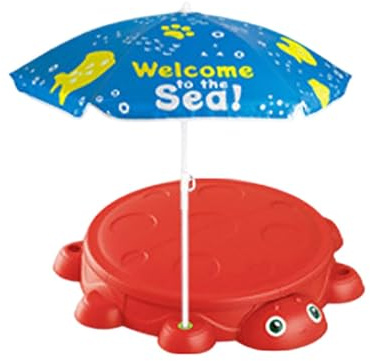 LeeQinersw Sabbiera con Coperchio e ombrellone, Gioco sensoriale, Gioco d'Acqua, Leggera per Bambini, bacinella di Sabbia con Copertura per Giardino, Interni, Coccinella