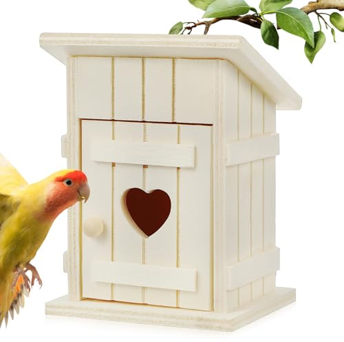 GATHINESS Casa Refugio para Pájaros de Madera Diseño Decorativo y Fácil Instalación para Jardín Exterior, Suministros para Aves y Decoración de Refugio Natural