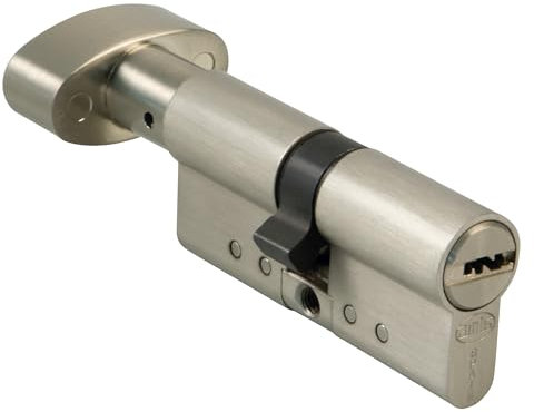 Amig - Cilindro di sicurezza con pomolo | Serratura per porte | Cilindro di Alta Sicurezza | Anti-picking e Anti-bumping | Include 5 chiavi | Cromato Satinato | Misure: 90 (45-45 mm)